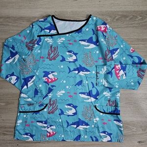 NWOT Womens Shark Scrub Top